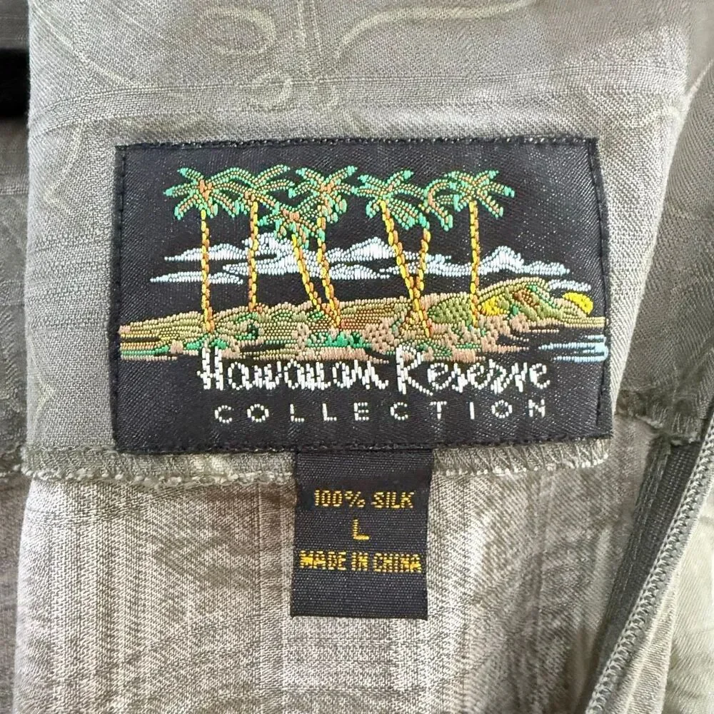 Hawaiian Reserve Collection Women's Size Large Gray 100% Silk Short Sleeve Dress - Picture 6 of 8
